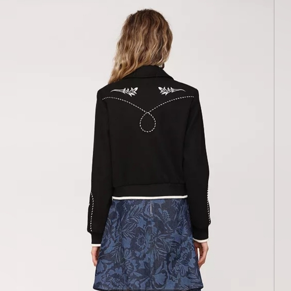 Avec Les Filles Womens Western Bomber Piping And Embroidary Jacket Soldout In Xs - Picture 2 of 7